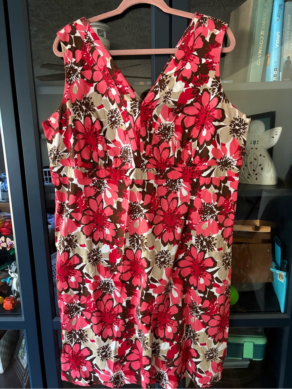 Red coral Floral Sleeveless V-Neck Dress